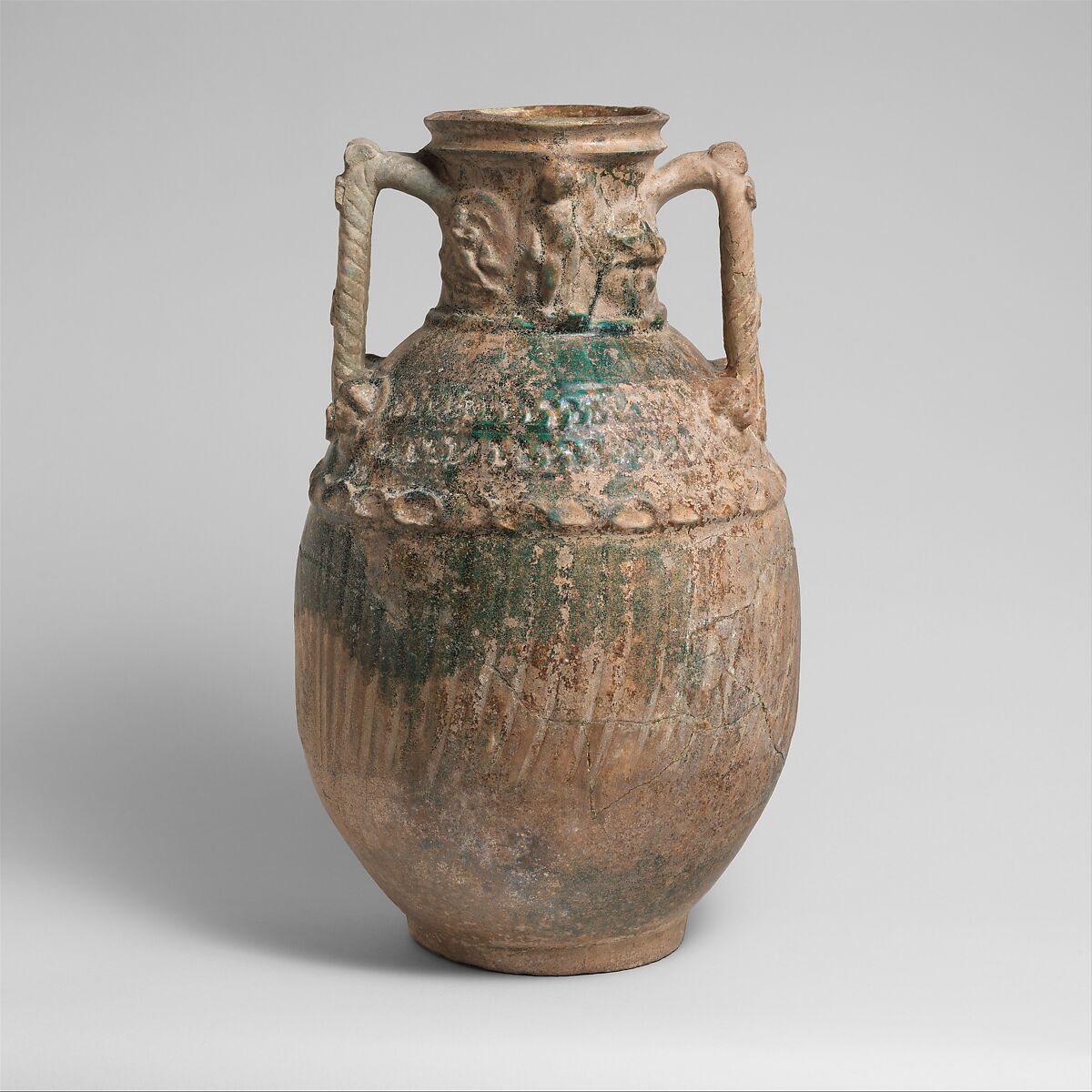 Terracotta amphora (two-handled jar), Terracotta, Roman, Syrian 