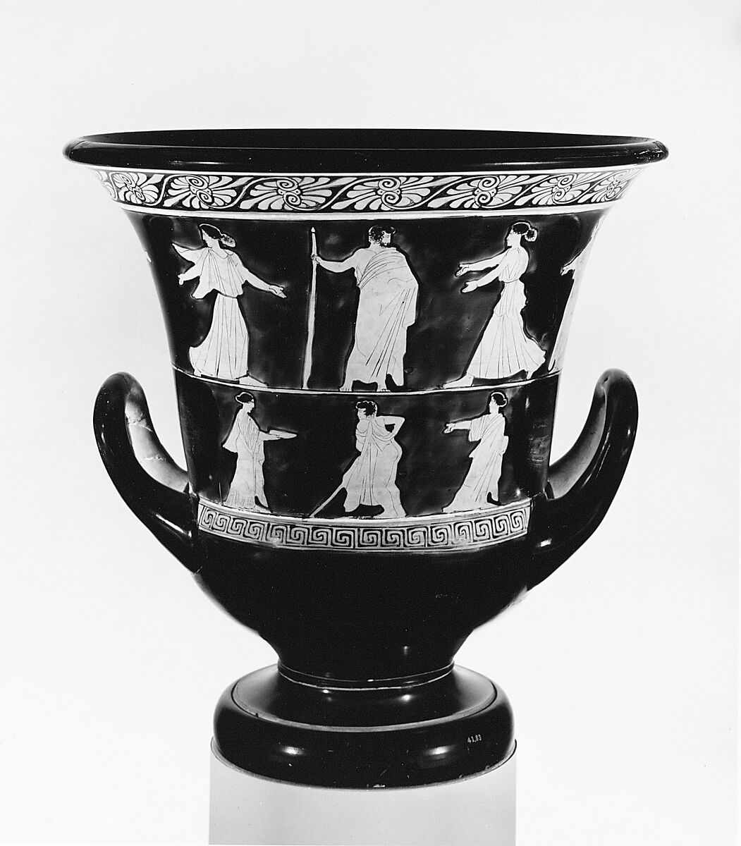 Terracotta calyx-krater (bowl for mixing wine and water), Attributed to the Persephone Painter, Terracotta, Greek, Attic