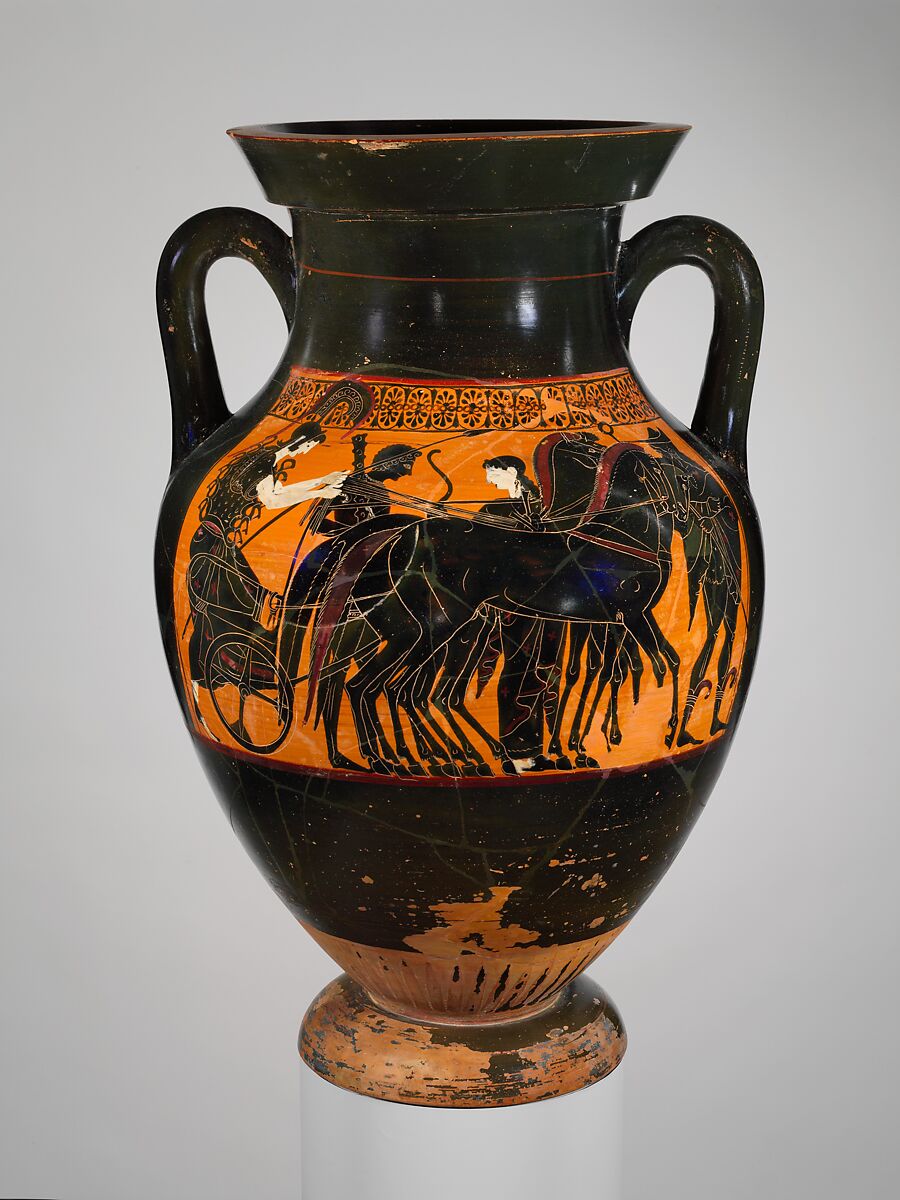 Terracotta amphora (jar), Attributed to the Group of Toronto 305, Terracotta, Greek, Attic