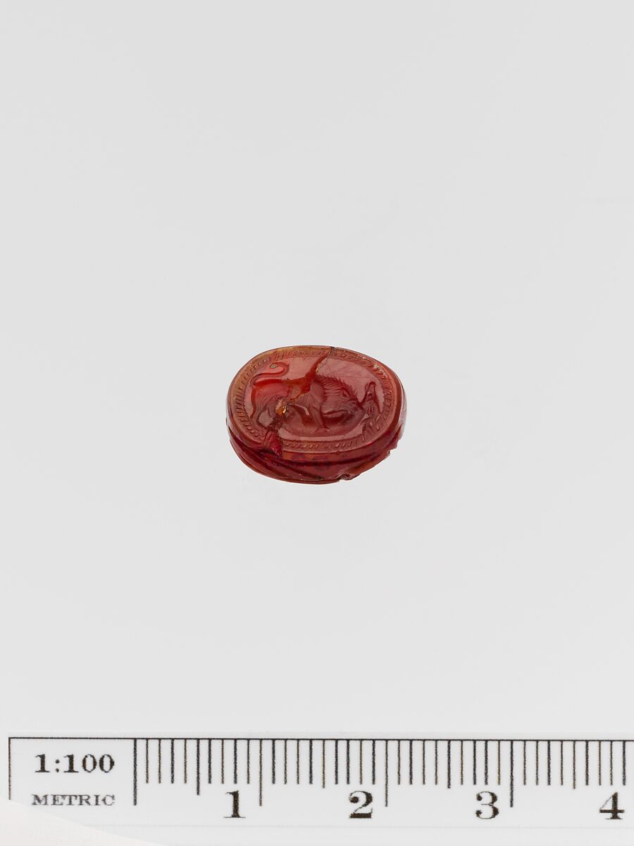 Carnelian scarab, Carnelian, Greek or Etruscan 