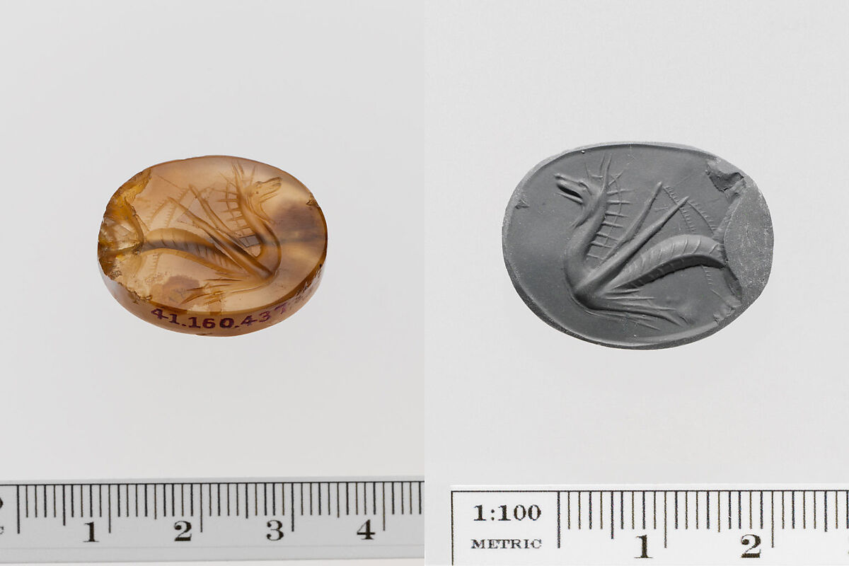 Chalcedony scaraboid seal, Chalcedony, Greek