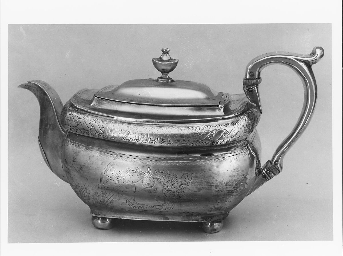 Teapot, Hugh Wishart (active ca. 1793–1824), Silver, American 