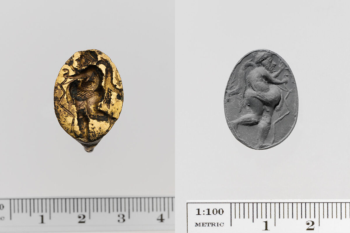 Gilt bronze ring, Bronze, gold, Greek