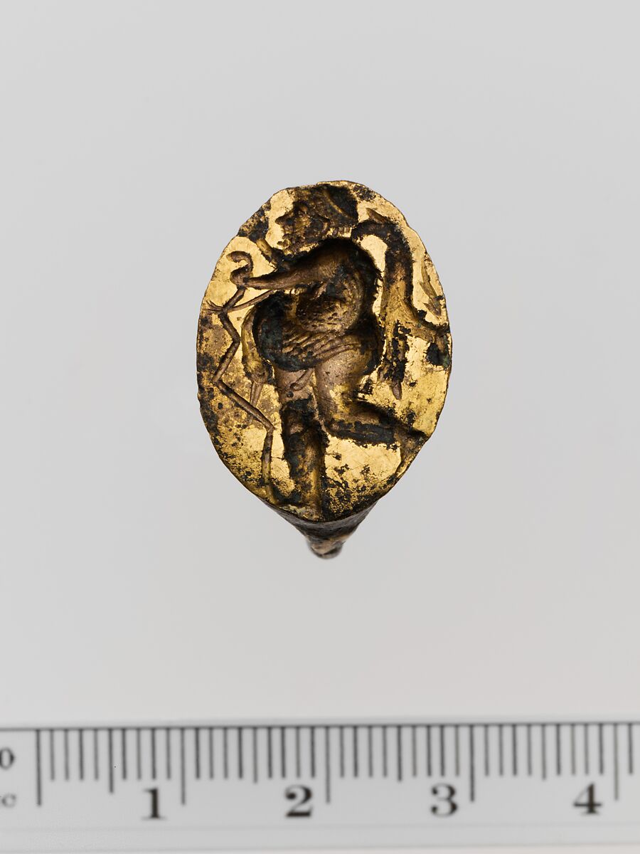 Gilt bronze ring, Bronze, gold, Greek 