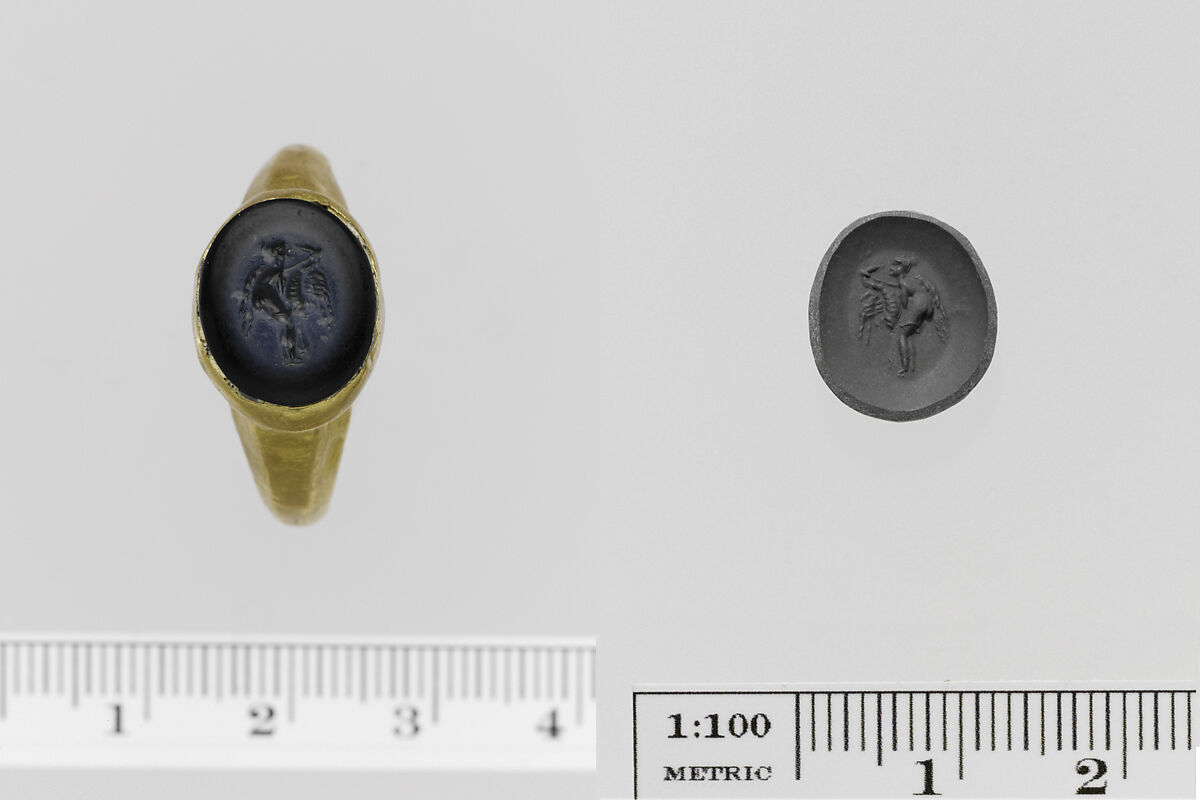Nicolo ring stone set in a gold ring, Nicolo, gold, Roman
