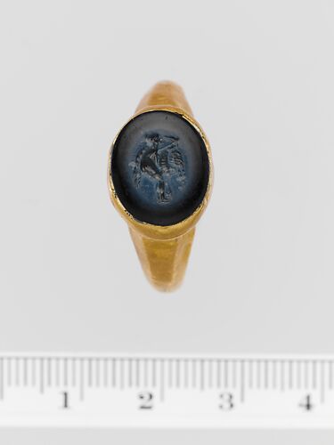 Nicolo ring stone set in a gold ring