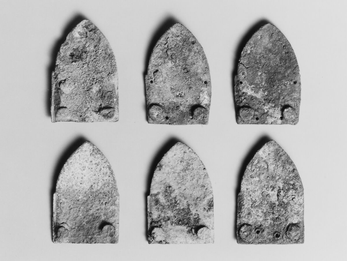 Six Armor Scales, Iron, textile fibers (wool), probably Spanish