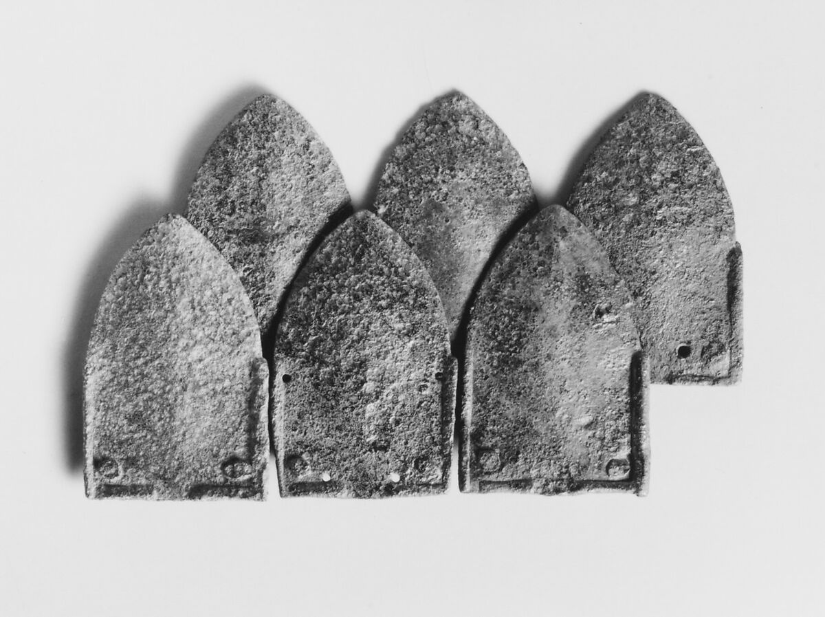 Six Armor Scales, Iron, textile fibers (wool), probably Spanish