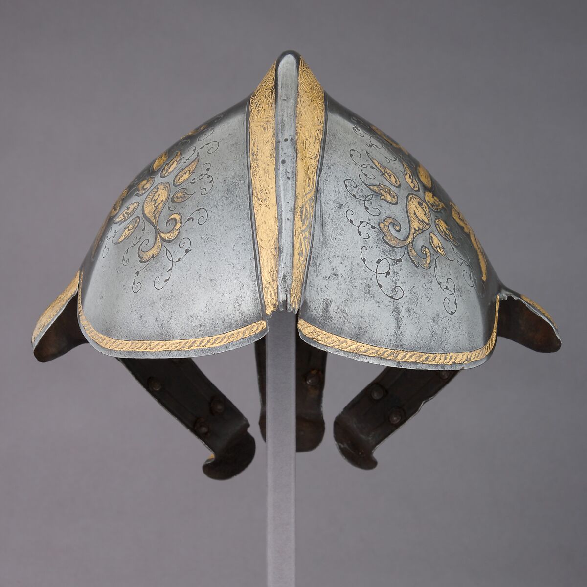 Reinforce for a Helmet (Gupfe), Steel, gold, German, probably Augsburg