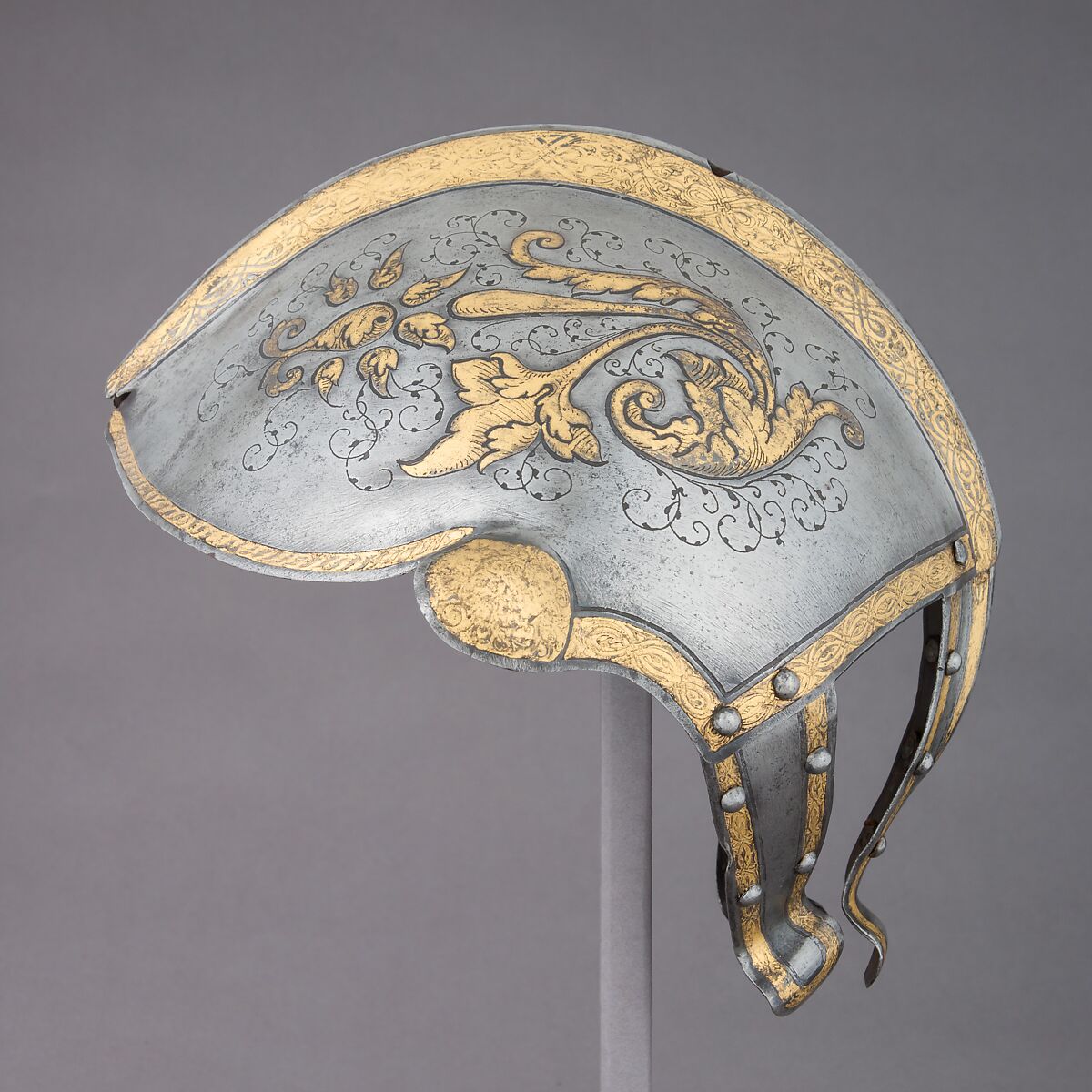 Reinforce for a Helmet (Gupfe), Steel, gold, German, probably Augsburg
