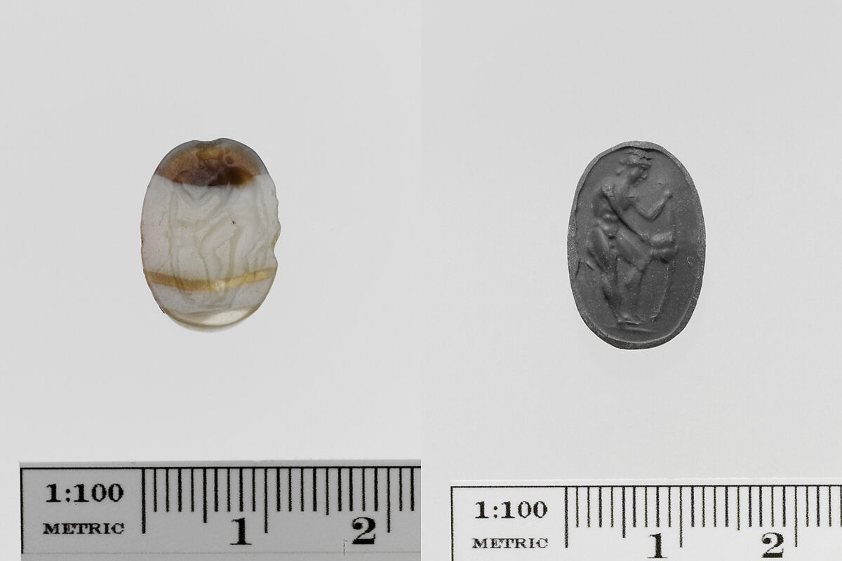 Banded agate ring stone, Agate, Etruscan