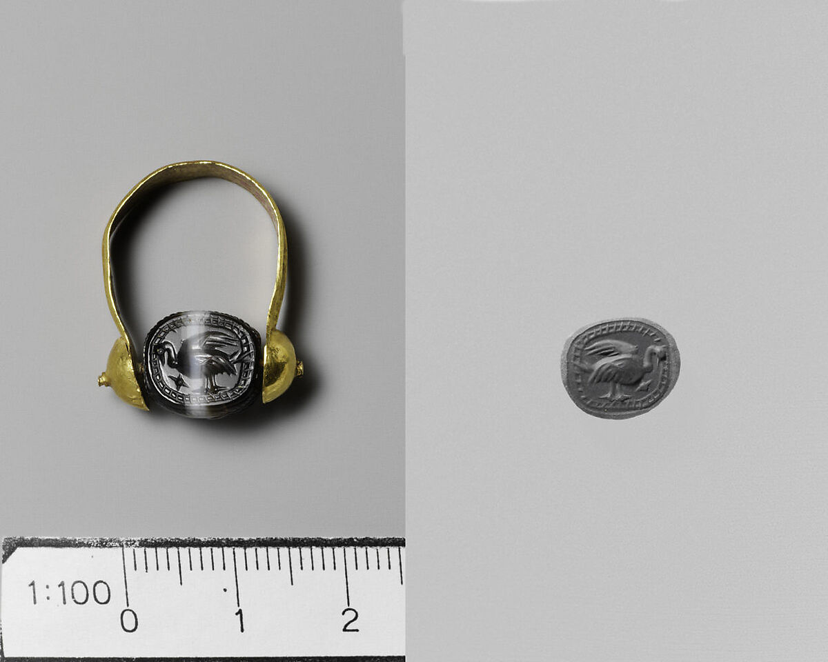 Banded agate scarab, Agate, banded, gold, Etruscan