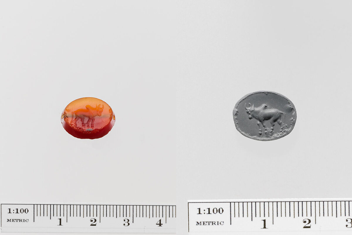 Carnelian scaraboid seal, Carnelian, Greek