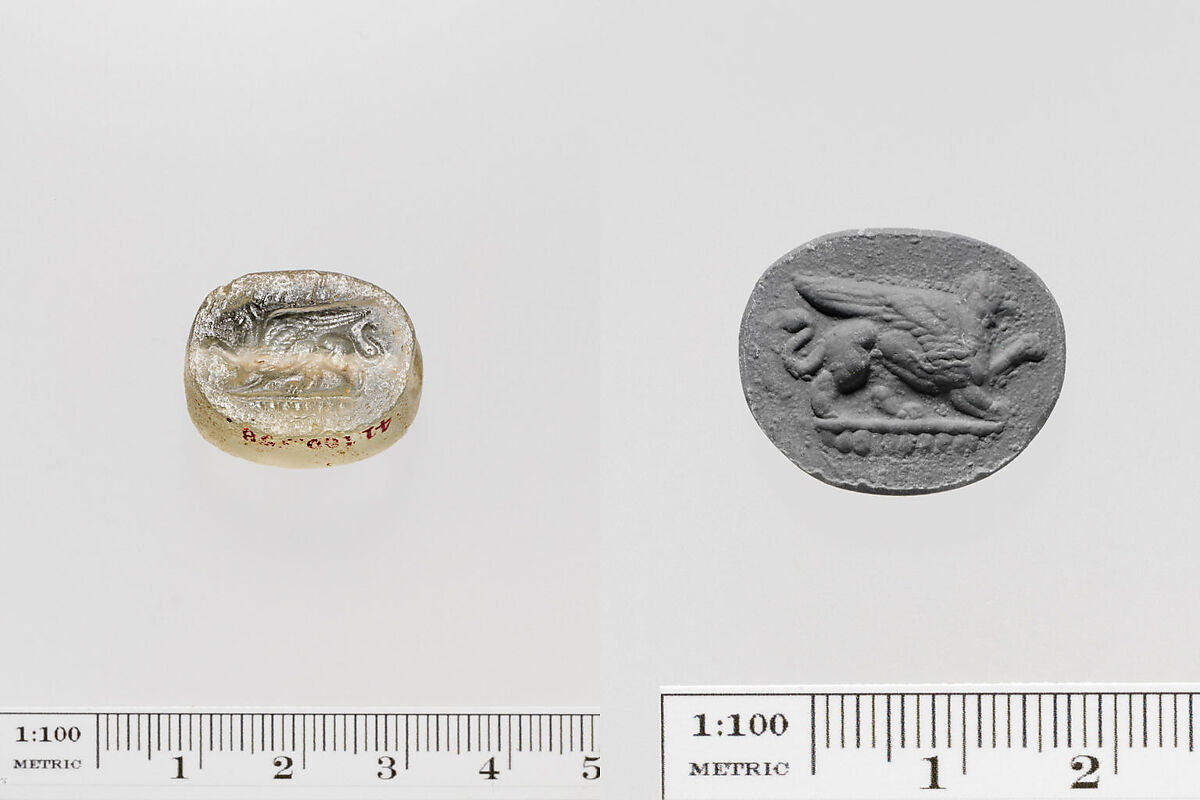 Transparent glass scaraboid, Glass, transparent, Greek, Ionian