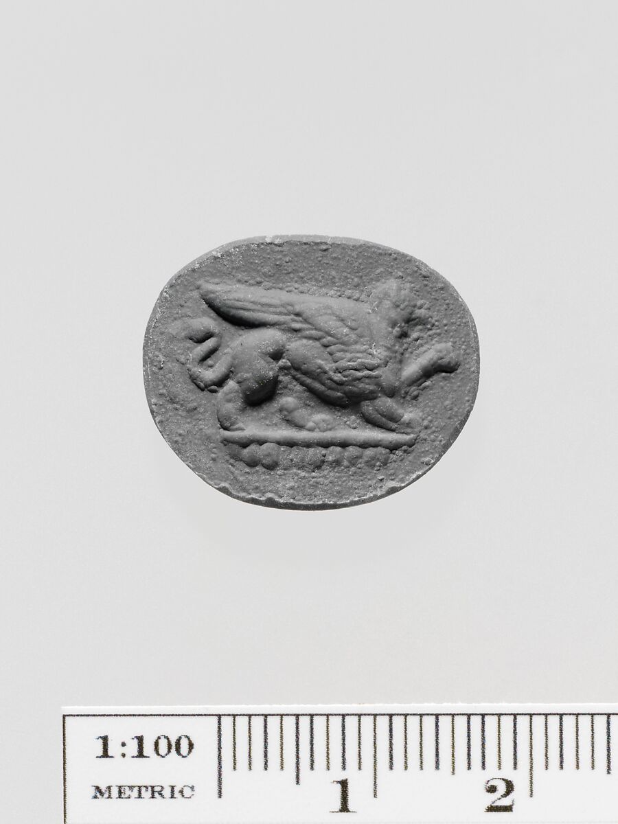 Transparent glass scaraboid, Glass, transparent, Greek, Ionian