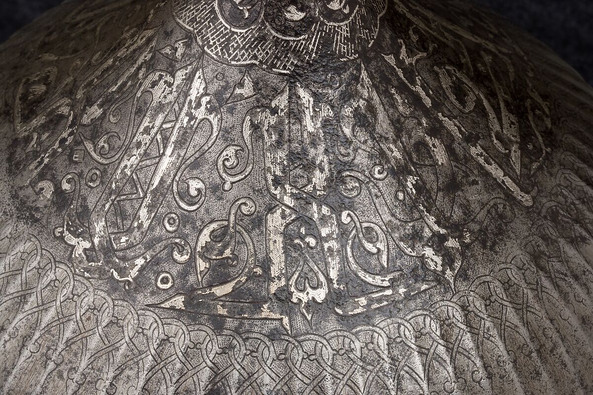 Helmet, Steel, iron, silver, copper alloy, Turkey, possibly Istanbul, in the style of Turkman armor