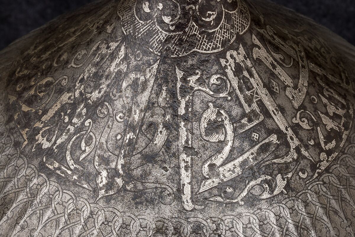Helmet, Steel, iron, silver, copper alloy, Turkey, possibly Istanbul, in the style of Turkman armor