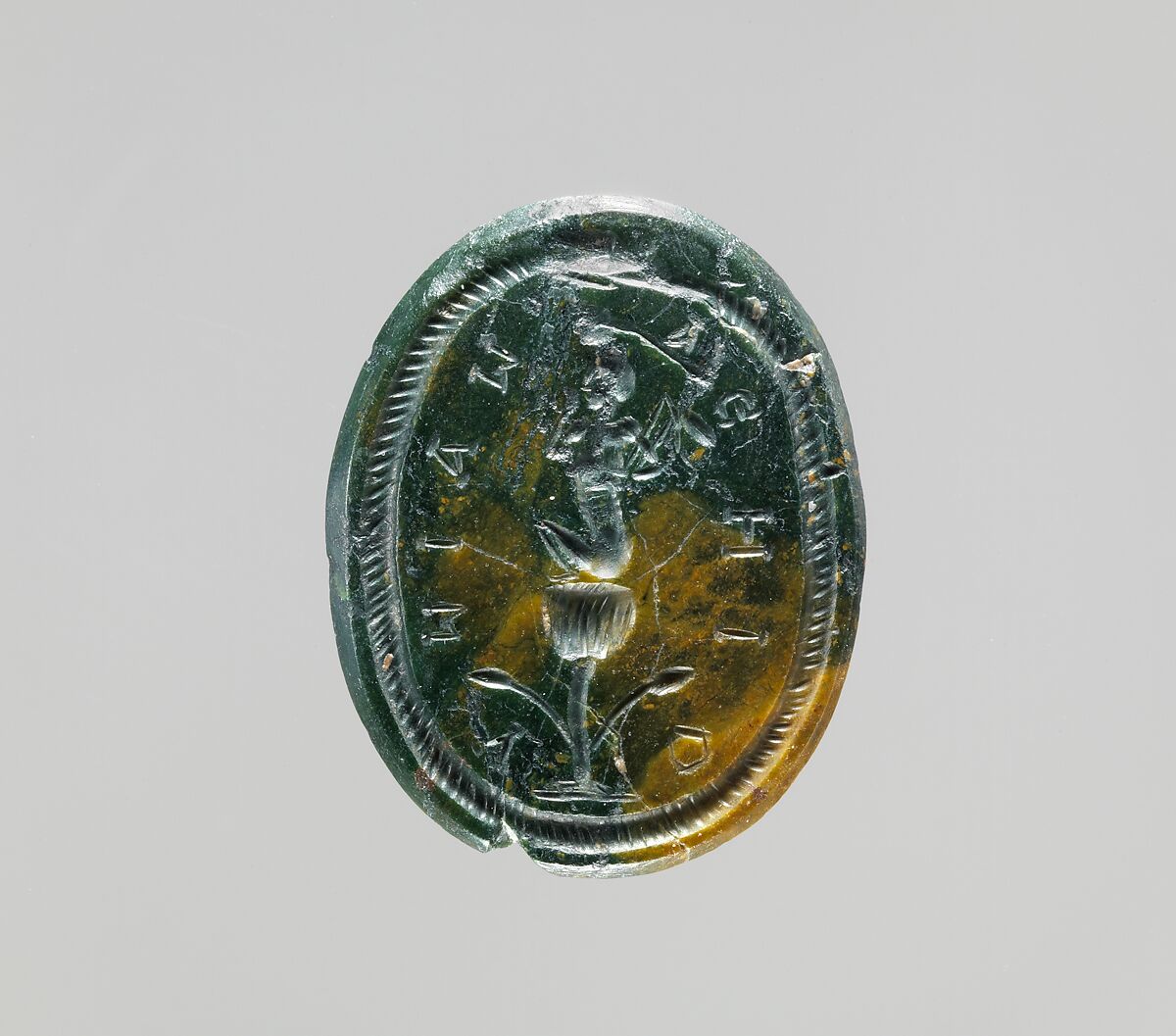 Jasper intaglio: Harpocrates seated on a lotus, Jasper, Roman 