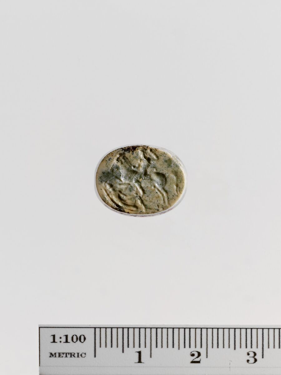 Plasma scaraboid seal, Plasma, Greek, Ionian 