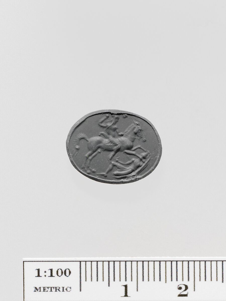 Plasma scaraboid seal, Plasma, Greek, Ionian