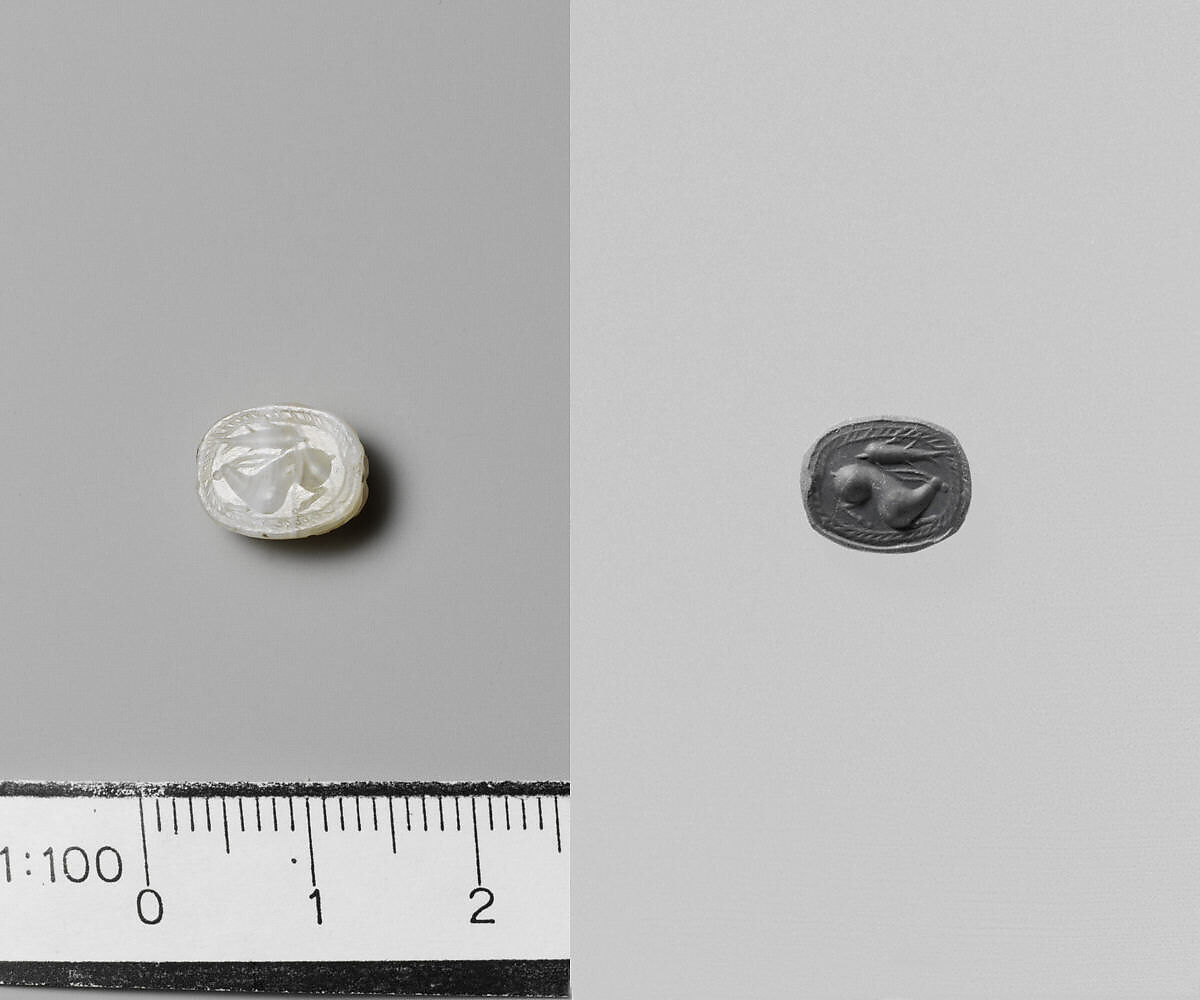 Banded chalcedony scarab, Chalcedony, banded, Etruscan