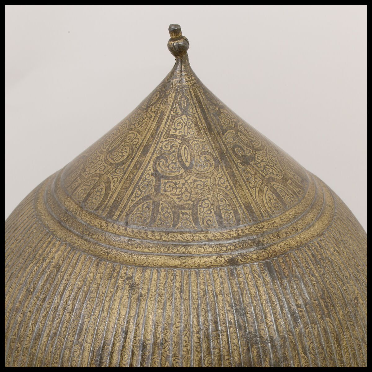 Burgonet in Oriental Fashion (Zischägge), Steel, gold, brass, German, probably Nuremberg