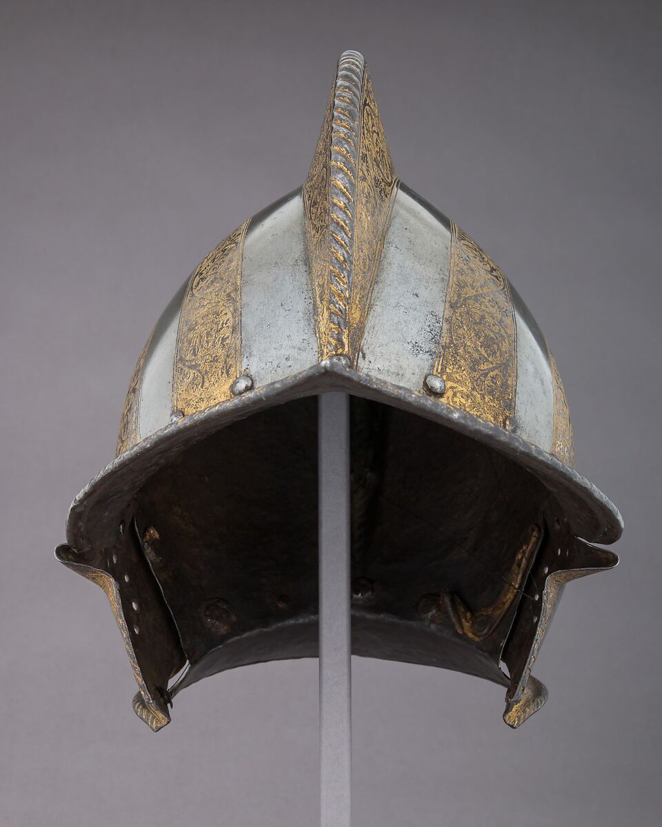 Burgonet, Steel, gold, Italian, probably Milan