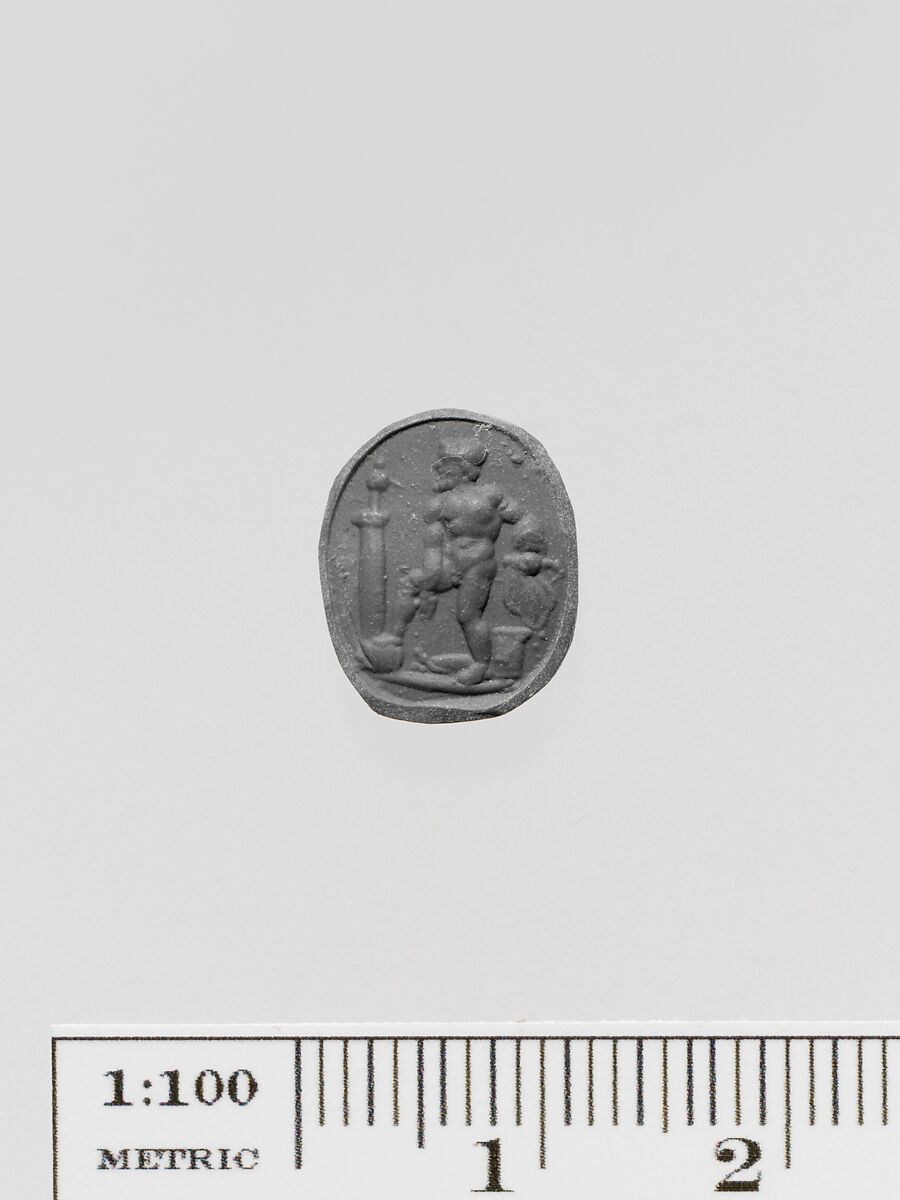 Glass ring stone, Glass, brown, Roman