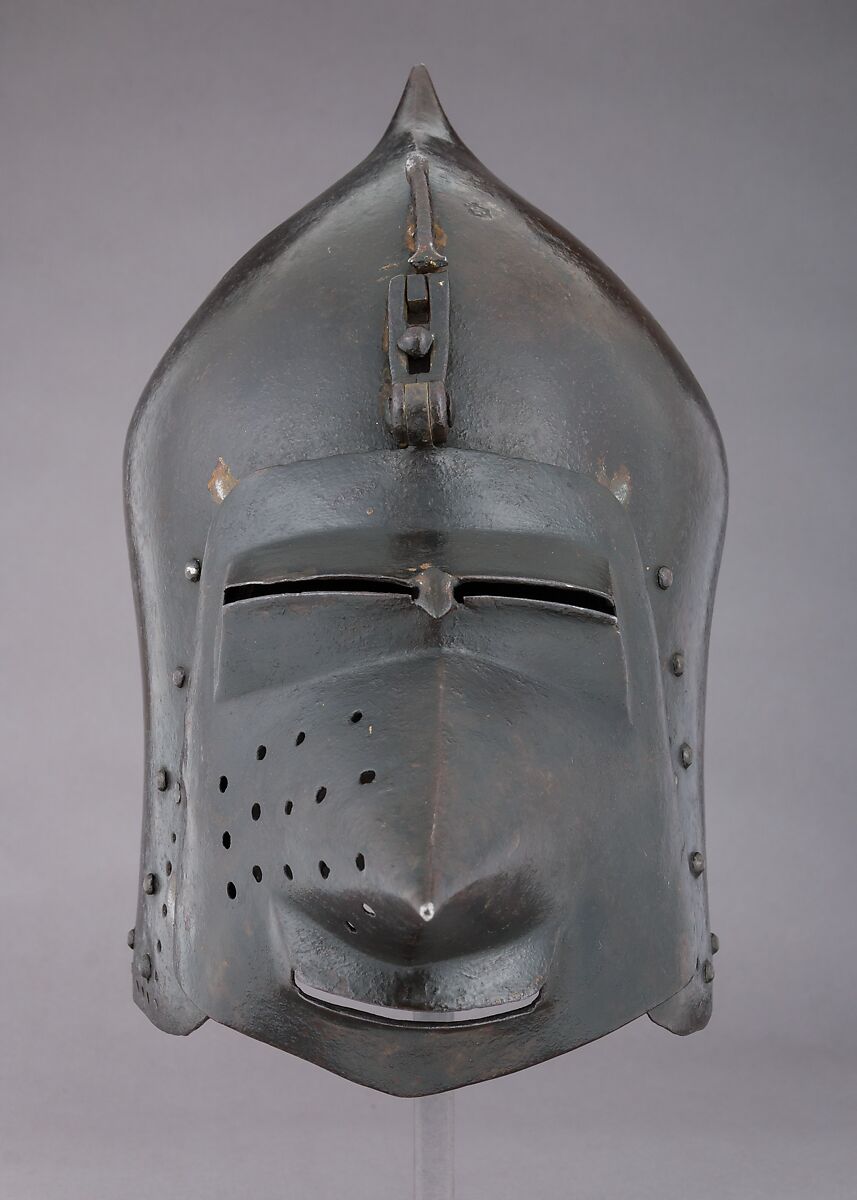 Helmet (Bascinet) with Detachable Visor, Steel, leather, probably German