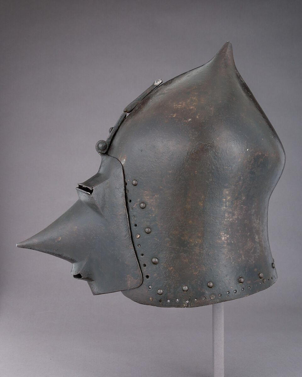 Helmet (Bascinet) with Detachable Visor, Steel, leather, probably German