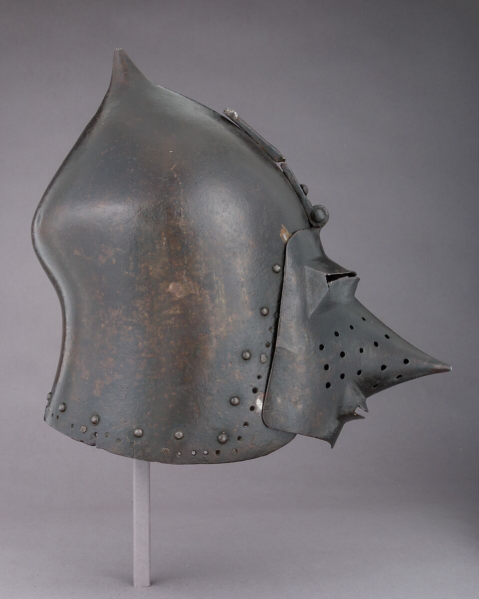 Helmet (Bascinet) with Detachable Visor, Steel, leather, probably German