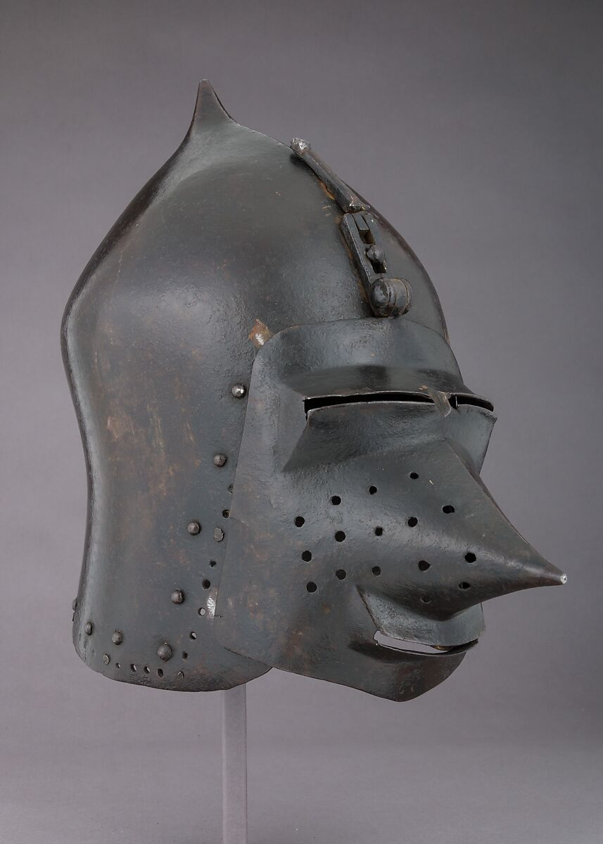 Helmet (Basinet) with Detachable Visor, Steel, leather, probably German 