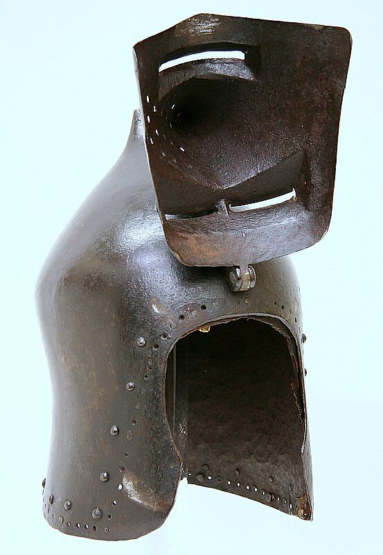 Helmet (Bascinet) with Detachable Visor, Steel, leather, probably German
