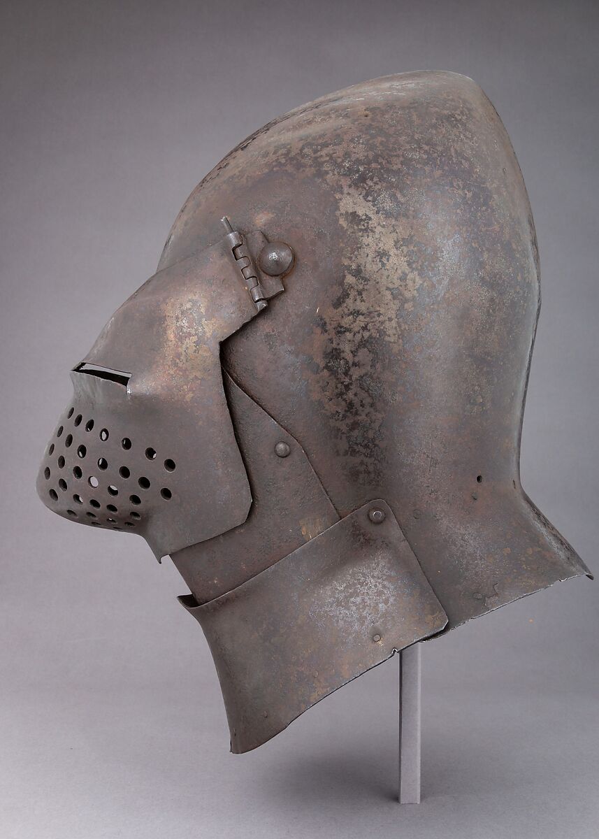 Visored Bascinet, Steel, probably German or French