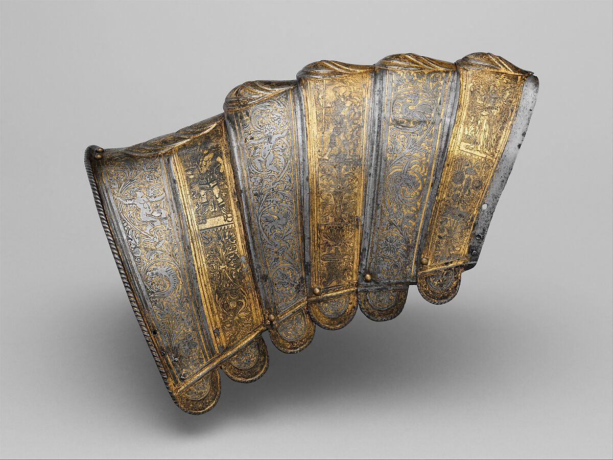 Portions of a Crinet (Horse's Neck Defense), Steel, leather, Italian, probably Brescia 