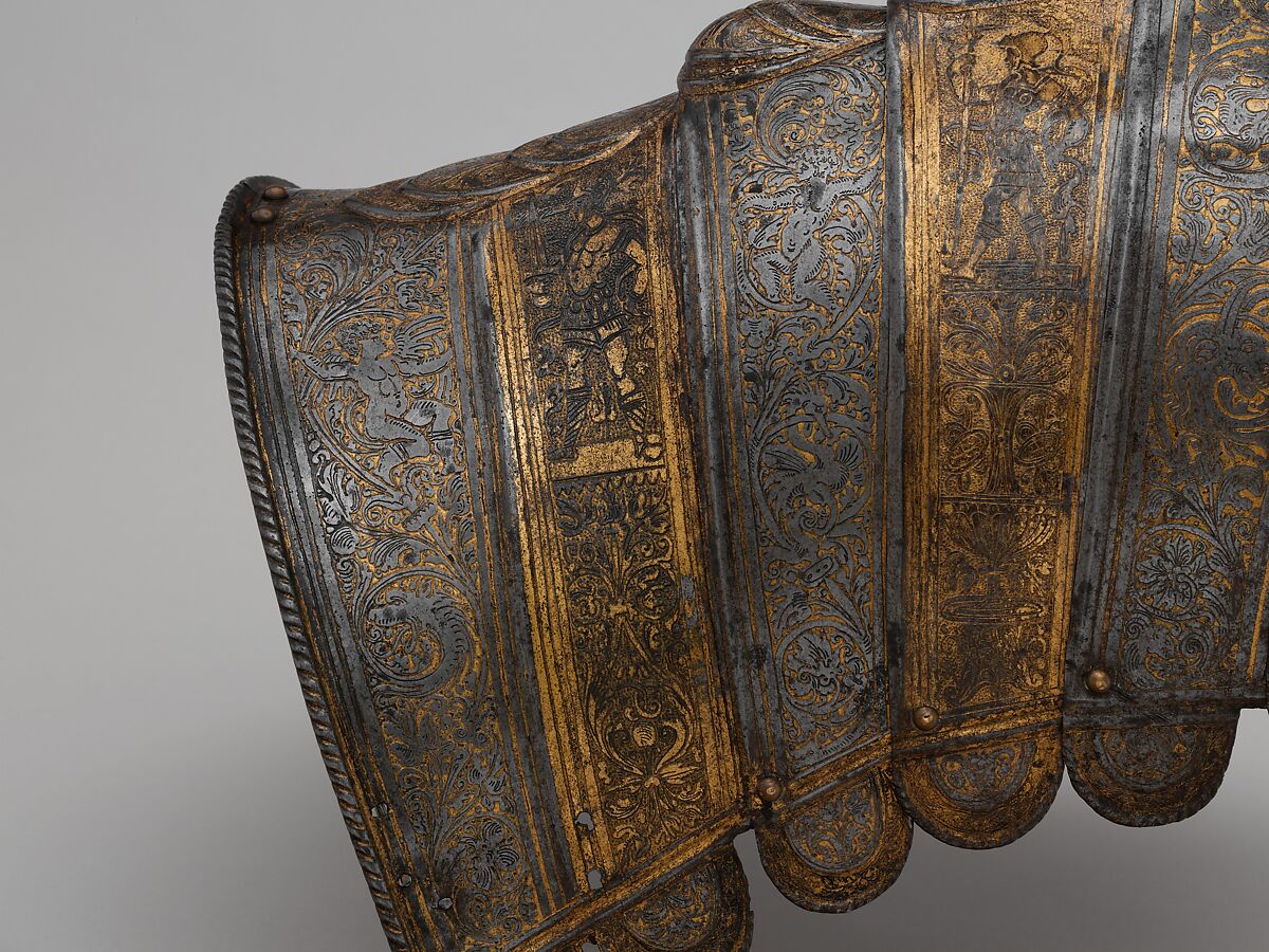 Portions of a Crinet (Horse's Neck Defense), Steel, leather, Italian, probably Brescia