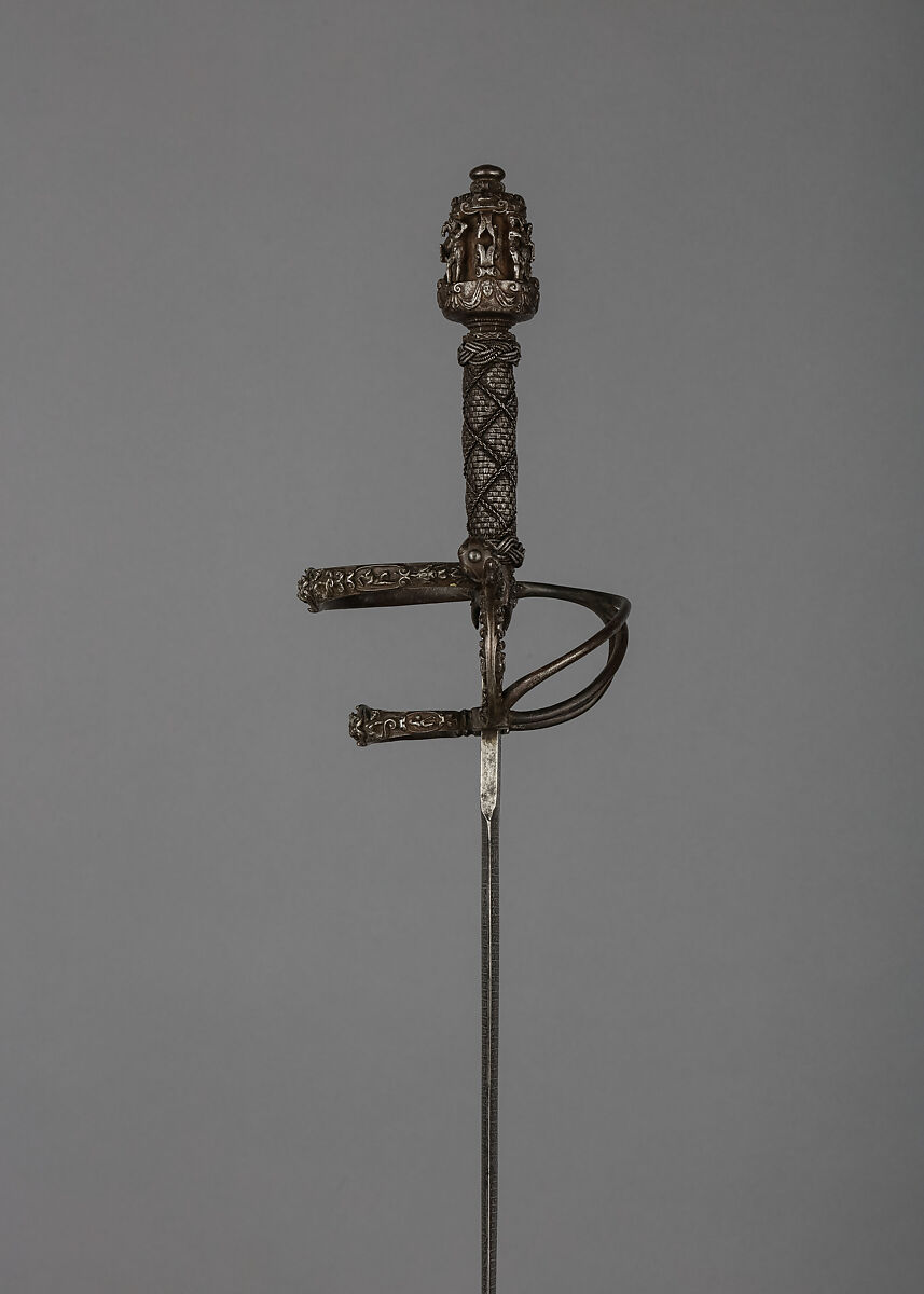 Sword with Calendar Blade, Steel, wood, iron, hilt, Italian; blade, German