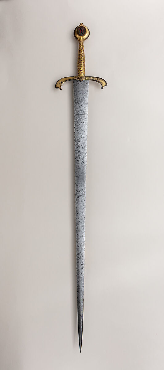 Sword, Steel, bronze, gold, silver, enamel, French 