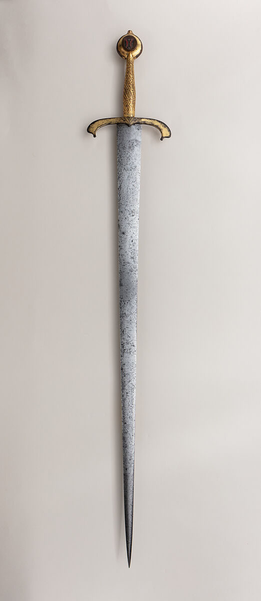 Sword, Steel, bronze, gold, silver, enamel, French