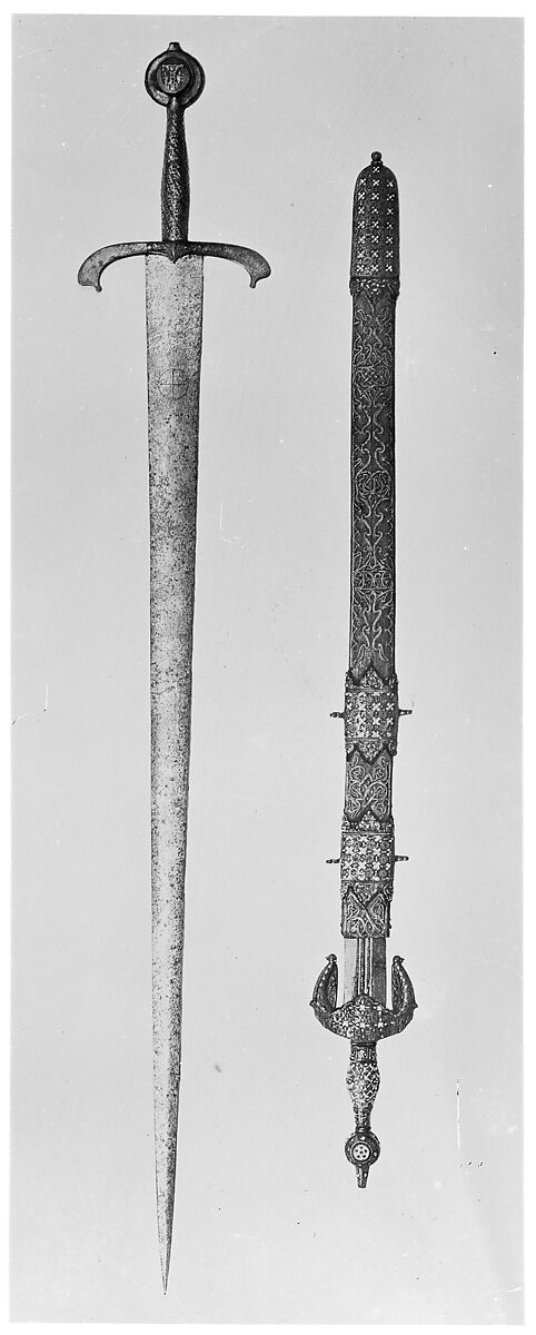 Sword, Steel, bronze, gold, silver, enamel, French