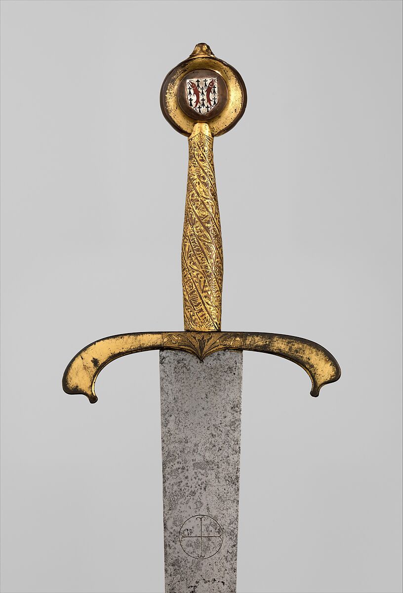 Sword, Steel, bronze, gold, silver, enamel, French