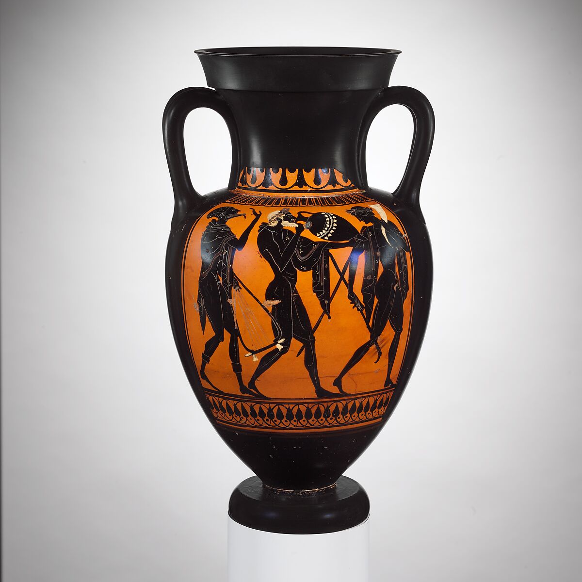 Terracotta neck-amphora (jar), Terracotta, Greek, Attic