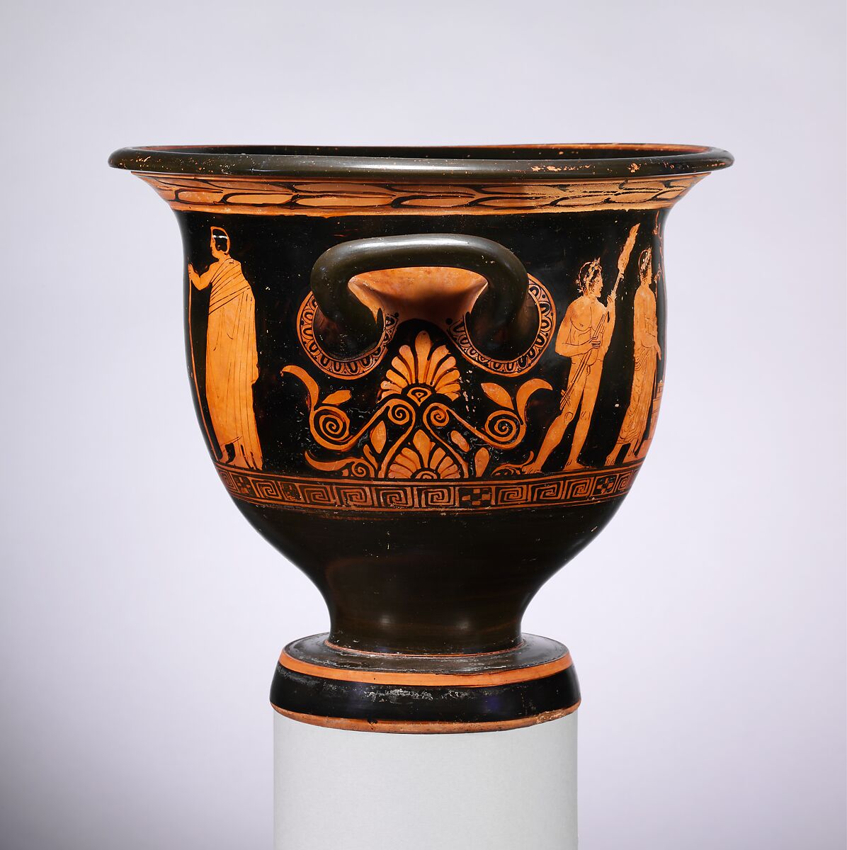Terracotta bell-krater (bowl for mixing wine and water), Attributed to the Nikias Painter, Terracotta, Greek, Attic
