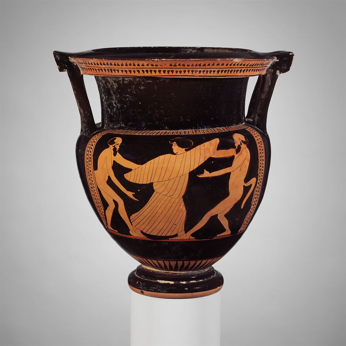 Terracotta column-krater (bowl for mixing wine and water), Attributed to the Cleveland Painter, Terracotta, Greek, Attic