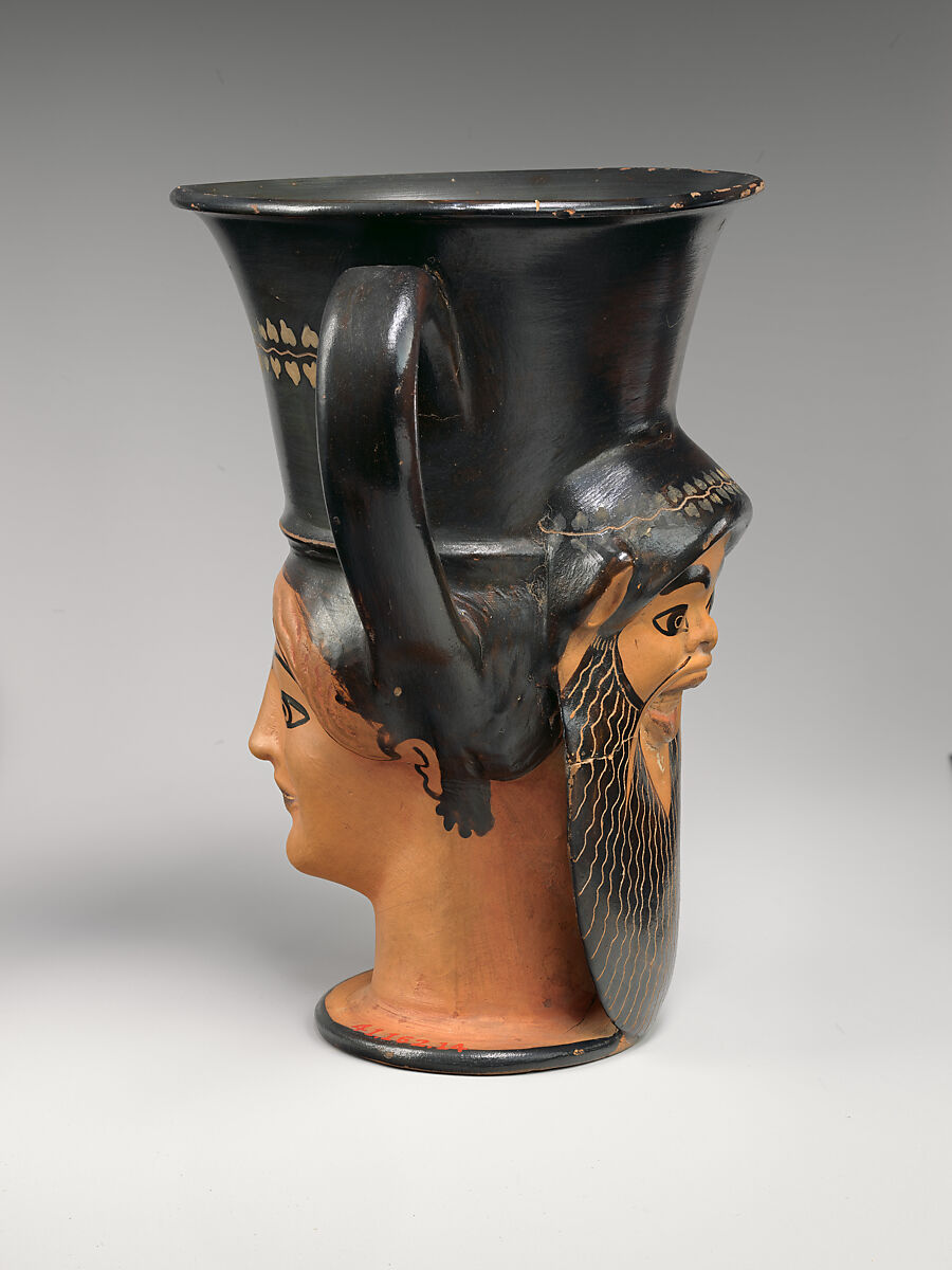 Terracotta kantharos (drinking cup with high handles), Terracotta, Greek, Attic