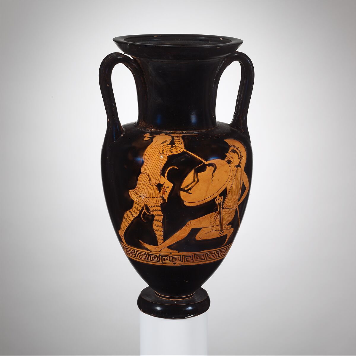 Terracotta Nolan neck-amphora (jar), Attributed to the Alkimachos Painter, Terracotta, Greek, Attic 