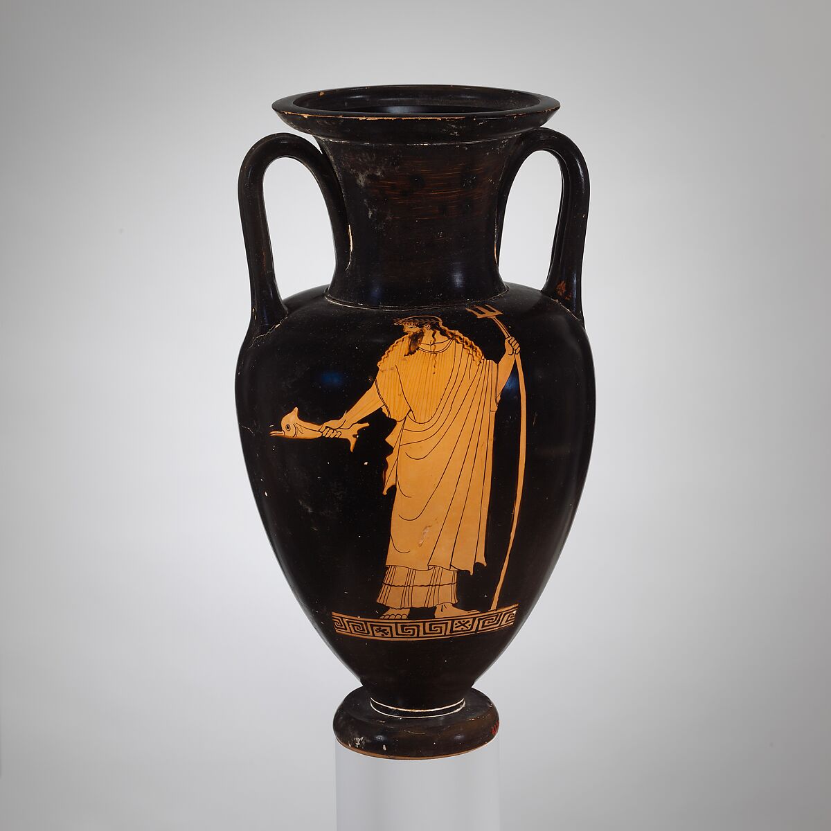 Terracotta Nolan neck-amphora (jar), Attributed to the Berlin Painter, Terracotta, Greek, Attic 