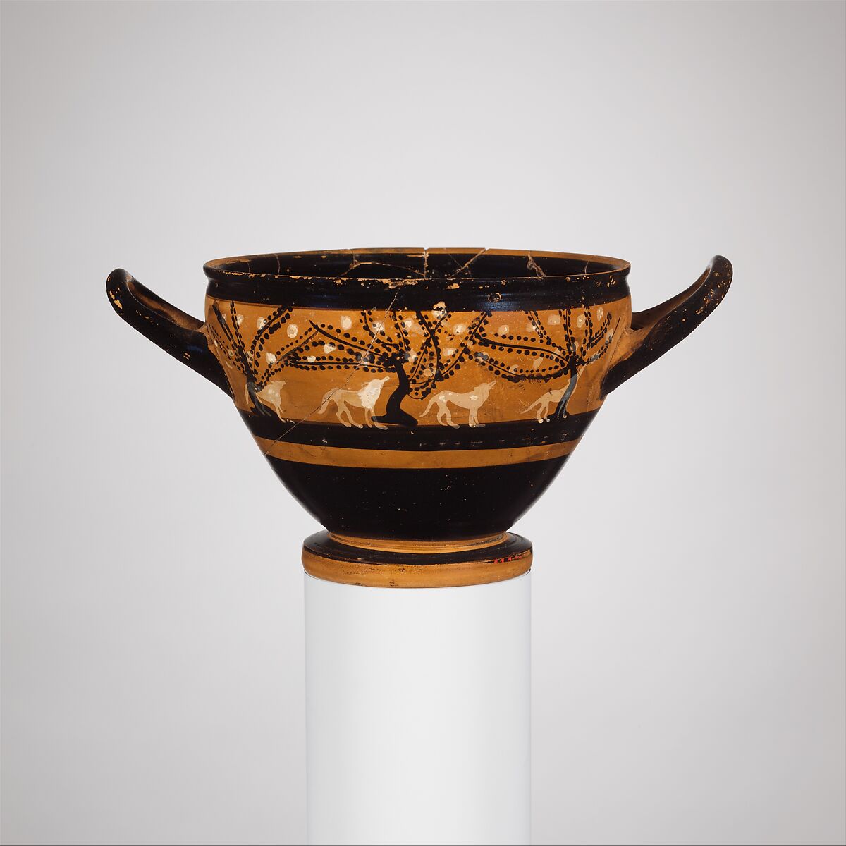 Terracotta skyphos (deep drinking cup), Terracotta, Greek, Attic 