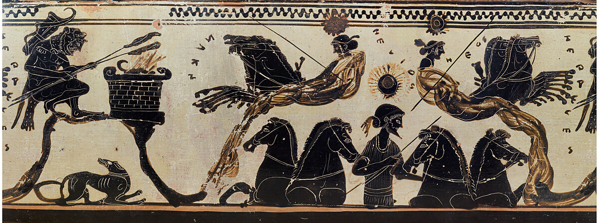 Terracotta lekythos (oil flask), Attributed to the Sappho Painter, Terracotta, Greek, Attic