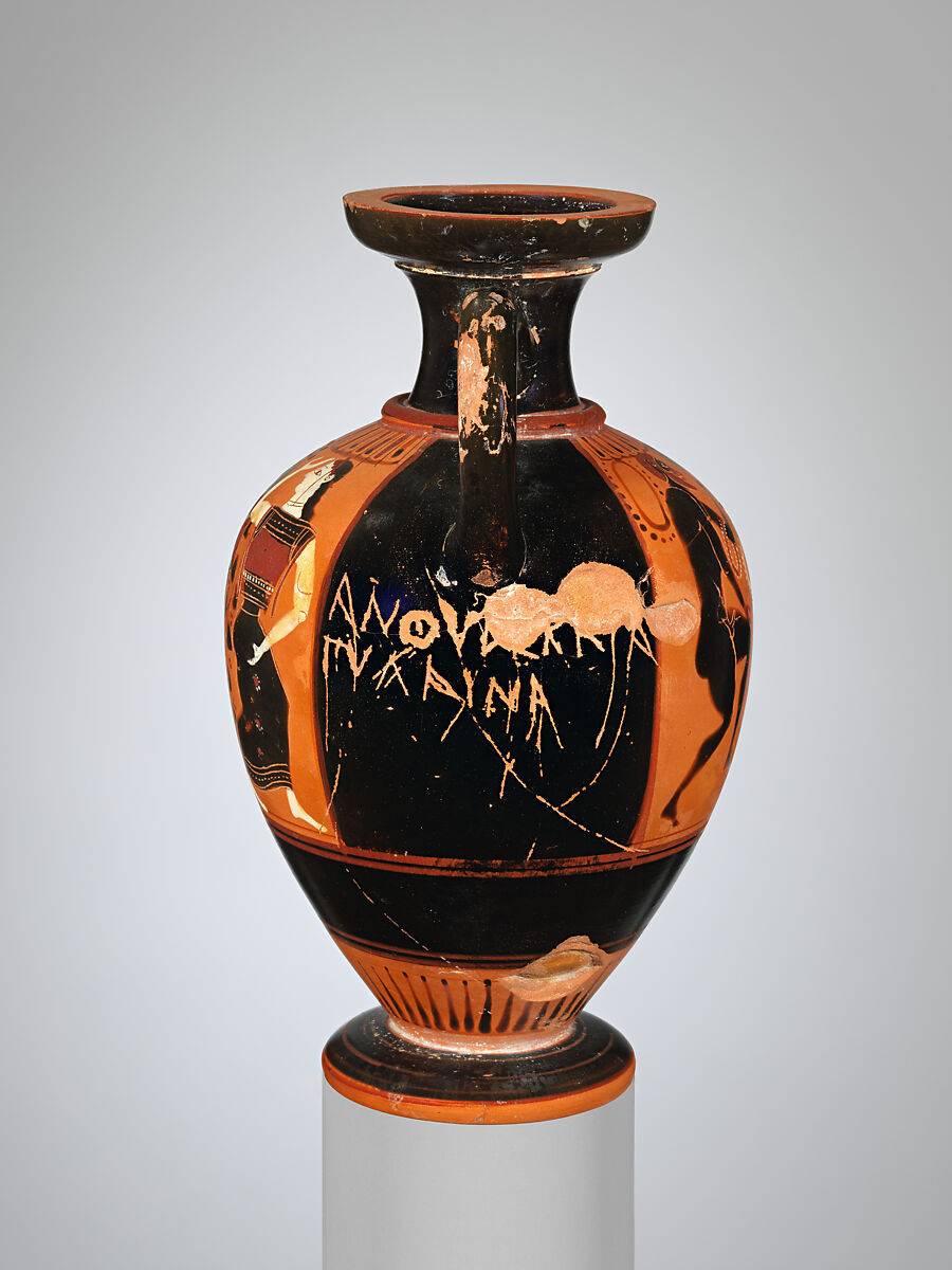 Terracotta neck-amphora (jar), Terracotta, Greek, Attic
